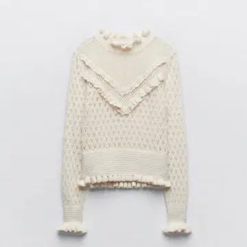 ZARA 포인트 스웨터 S 에크루