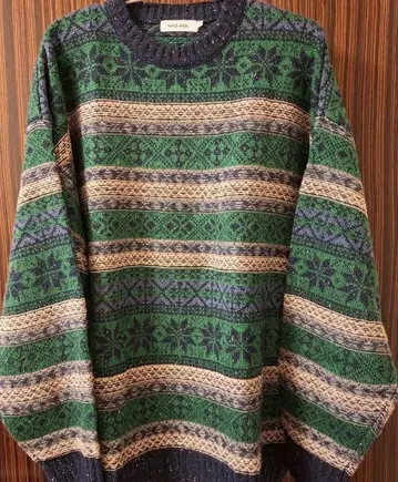 니코앤드 노르딕 무늬 남성용 니트 그린 L 사이즈 미사용 새상품