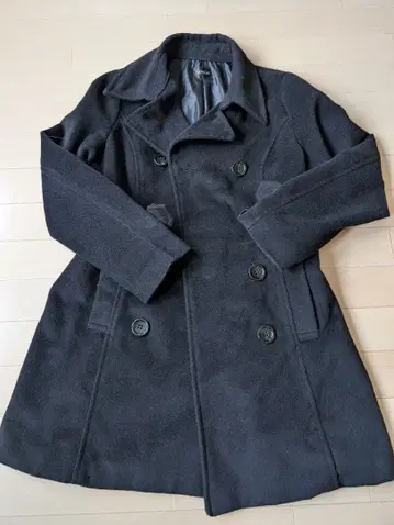 울 피 코트 블랙