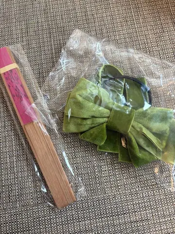 시마무라 치하루 리본 헤어 액세서리 부채 아나 세트