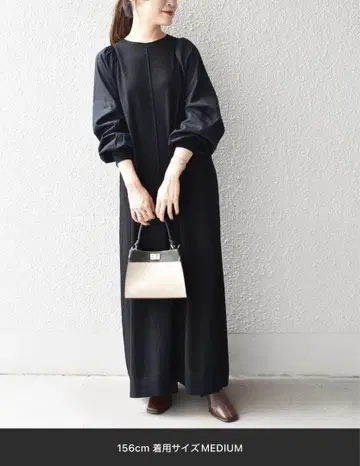 면 혼방 니트 원피스 블랙 SHIPS