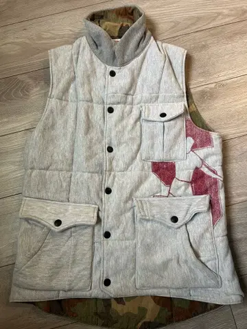 00s 퀼팅 리메이크 베스트 그레이 카모플라쥬 안감