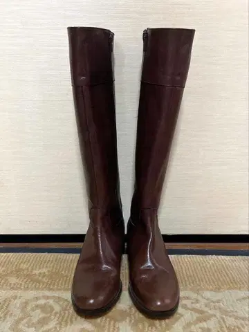 L'EQUIPE 가죽 롱 부츠 브라운