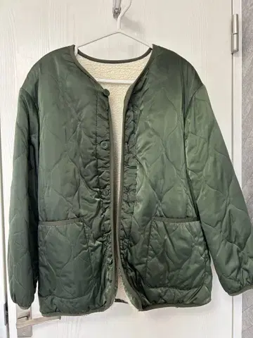 카키 퀼팅 블루종