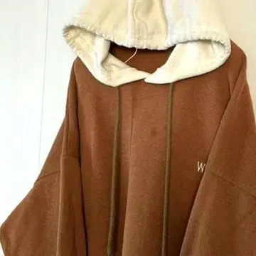 WELDONE 로고 자수 맨투맨 후드티 테라코타 브라운 갈색 구제 의류