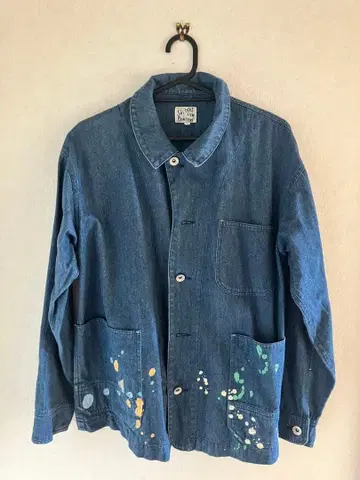 라임 잉크 페인트 데님 자켓 used