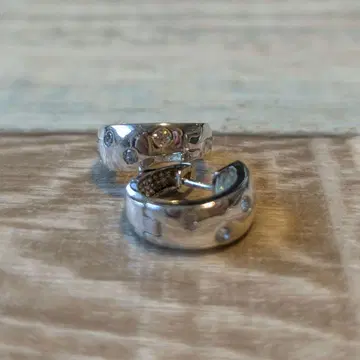 실버 후프 귀걸이 스톤 포함 925 각인