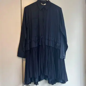 네이비 셔츠 원피스 프릴 포함