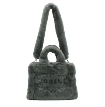 COEL 퍼 자수 토트 백 차콜 그레이