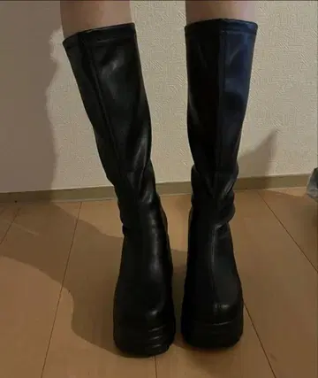 오늘 발송 가능 블랙 통굽 롱 부츠