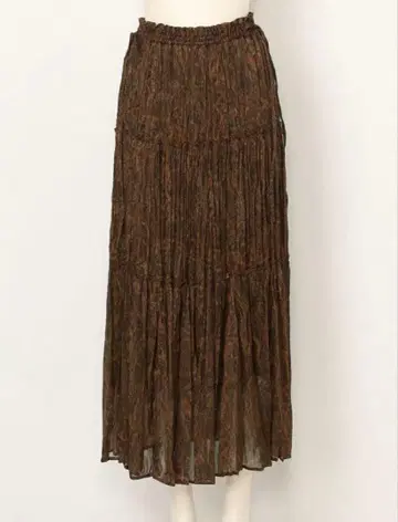 FRAY.I.D 브라운 플리츠 가공 롱 스커트