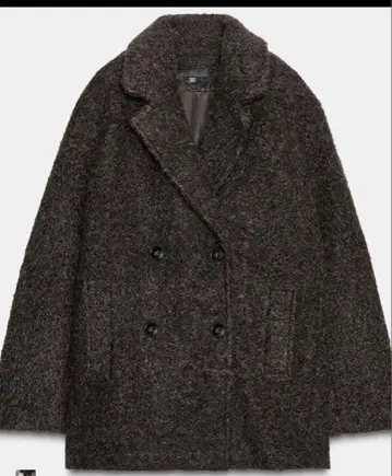 ZARA 부클레 더블 브레스트 미디 기장 코트