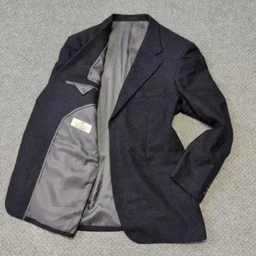 레어 테일러드 자켓 캐시미어 100% 네이비 체크 BB6 새상품급