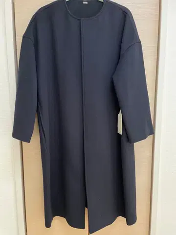 MILA OWEN 울 100% 네이비 롱 코트