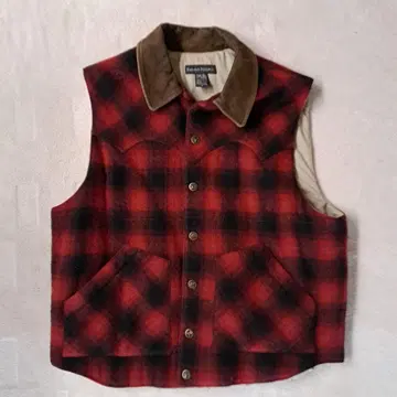 바나나 리퍼블릭 빨간색 블랙 체크 베스트 M 사이즈