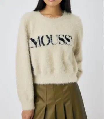 MOUSSY 니트 재기 마우지 로고 니트 베이지 크림