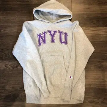 Champion 리버스 위브 NYU 후드티 그레이 미국제