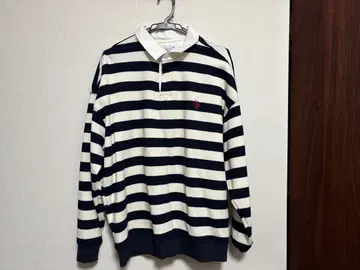 U.S. POLO ASSN. 긴팔 피케 셔츠 네이비/화이트