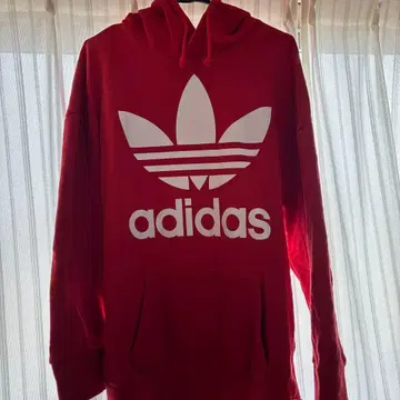 adidas 후드 부착 후드티 레드