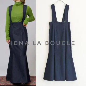 새상품급 IENA LA BOUCLE 강연 데님 오버롤 스커트 38