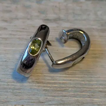 실버 후프 귀걸이 그린 스톤