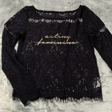 eimy 블랙 레이스 긴팔 상의 F