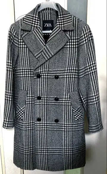[ 미사용 ] ZARA 자라 글렌체크 더블 체스터 코트