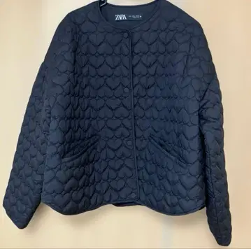 ZARA 하트 무늬 퀼팅 자켓 노카라 충전솜 L 사이즈