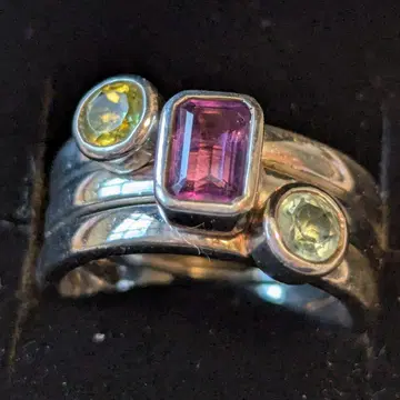 실버 925 스태킹 반지 보라색 그린 12호