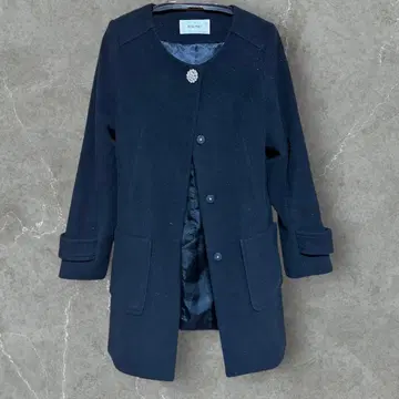 노카라 아우터 블랙 롱 코트 비쥬 버튼 포함