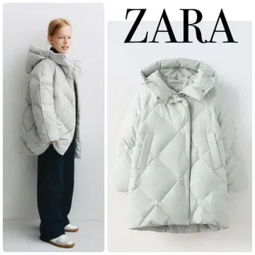 [미사용 새상품] ZARA 페더&다운 퍼프 자켓 아이스 그레이