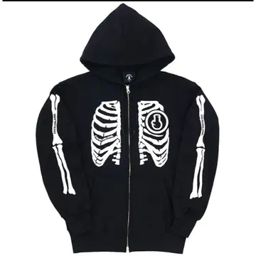 골격 디자인 블랙 후드티