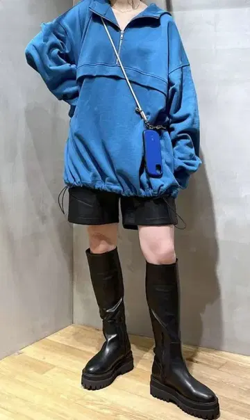 [ 지나시스 ] 아노락 빅 후디 후드티 블루