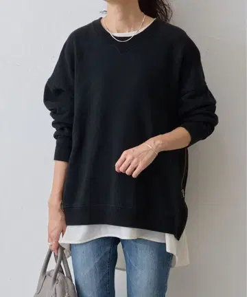 비어즐리 사이드 지퍼 풀오버 블랙