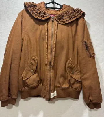 핑크하우스 피코 프릴 후드 부착 블루종 브라운