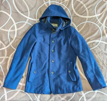 저널 스탠다드 남성용 네이비 후드 부착 울 코트