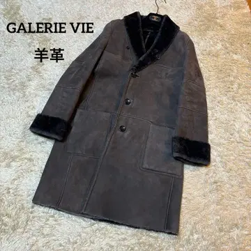 GALERIE VIE 그레이지 리얼 무스탕 코트 롱 기장 양가죽
