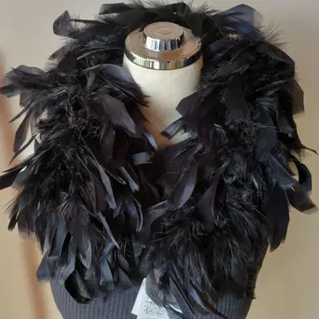 ( 미사용 새상품 ) 블랙 페더 스톨 숄 블랙 성인식 결혼식