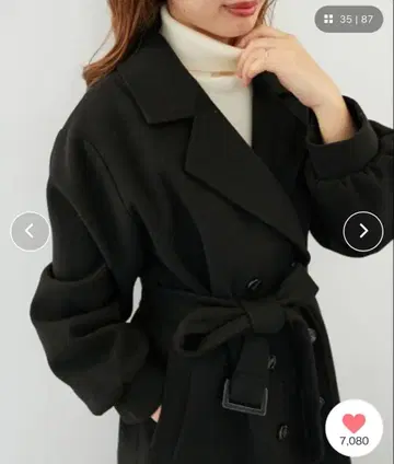 블랙 더블 브레스트 롱 코트