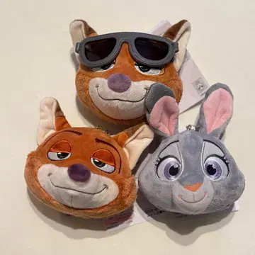 주토피아 시마무라 닉 주디 페이스 봉제 인형 참 3점