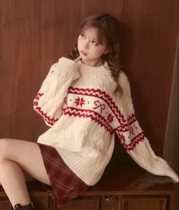 TITTY&CO. 노르딕 리본 니트 화이트