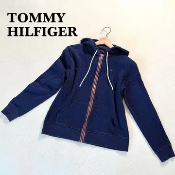 타미힐피거 집업 후드티 M 네이비 긴팔 코튼 혼방