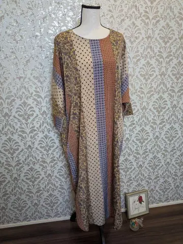 멀티 컬러 스트라이프 원피스