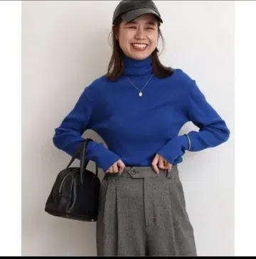 저널 스탠다드 리룸 파랑 오가닉 코튼 터틀넥 풀오버