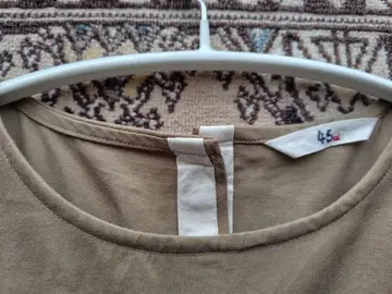 [새상품급] 45R 베이지 A라인 롱 원피스 7부 소매 사이즈 3