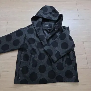 melange 도트 무늬 후드 부착 자켓