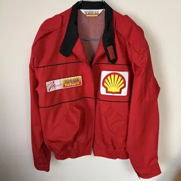 Shell 로고 포함 빨간색 나일론 자켓