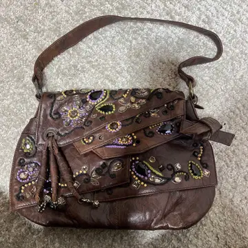 MARY FRANCES 브라운 가죽 숄더백