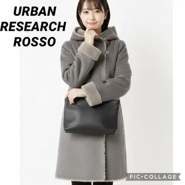 어반리서치 로쏘 페이크 무스탕 롱 코트 그레이지 보아 후드