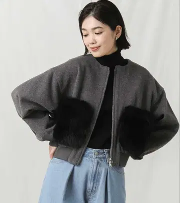 새상품 anana 퍼 포켓 블루종